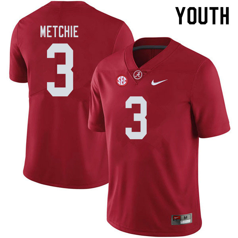 Youth #3 John Metchie Alabama Crimson Tide College Football Jerseys Sale-Crimson
